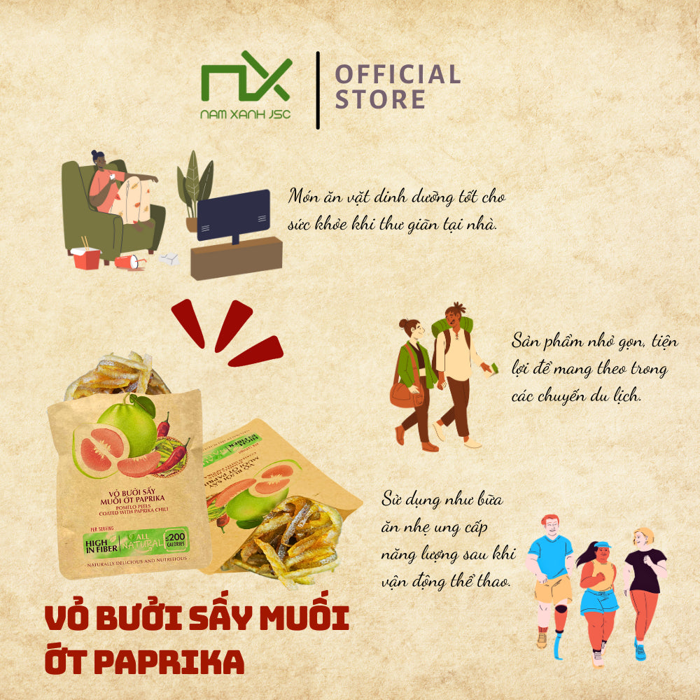 Sweet & Spicy Paprika Salted Dried Pomelo Peel – Nam Xanh
